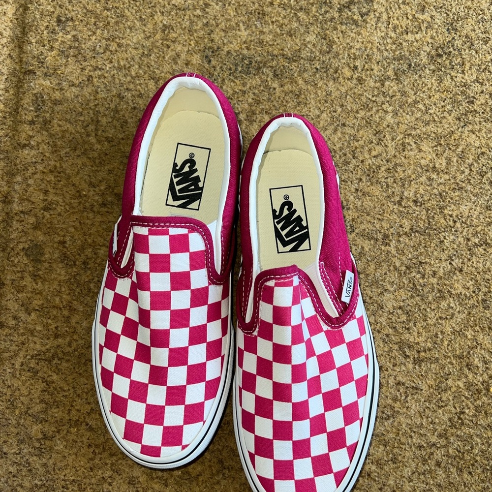 Vans Pink and White Checkered Slip-On Sneakers - Picture 3 of 7